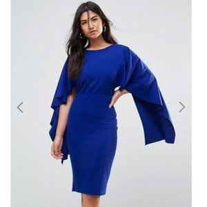Blue Midi Dress With Ruffle Sleeve NEW